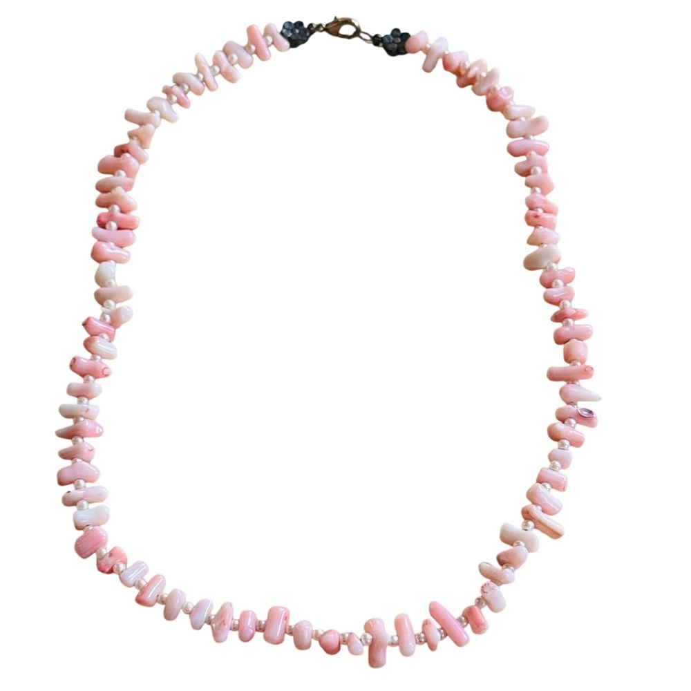 VTG Mediterranean Pink Coral Natural Necklace Authentic branch beads Italy 19"